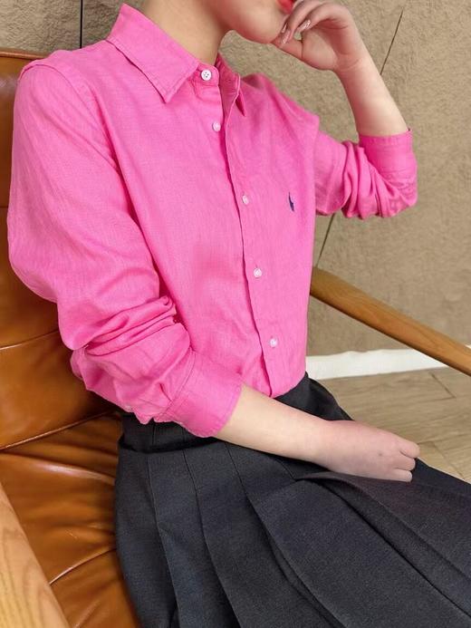 直发【100%亚麻】老钱风穿搭 RL亚麻翻领多色衬衫 商品图9