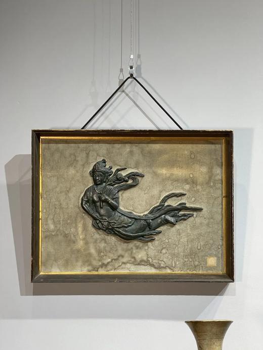 青铜浮雕飛天仙女裱框壁饰，顺丰包邮 商品图0