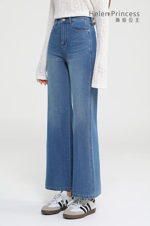 高腰微喇牛仔裤 商品图1