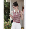 鹿向南【0405/20:00新品前1小时7折限量100件】条纹拉链翻领背心 商品缩略图0
