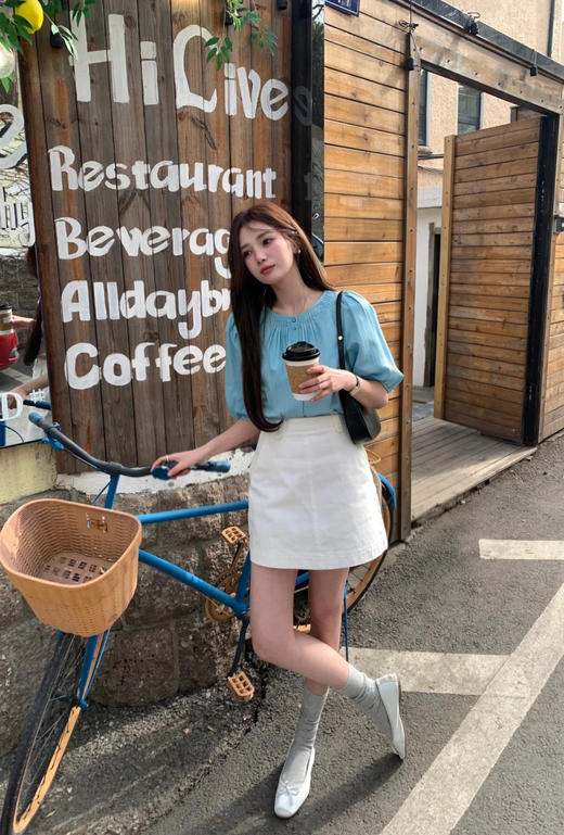 专柜实拍【苎麻+莱赛尔】拉夏贝尔/La Chapelle高奢品质！透气亲肤气质圆领压褶简约净版短袖小衫女 商品图1