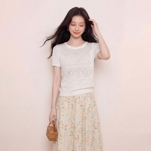 奢姿大码女装2026夏季减龄镂空设计圆领针织衫胖妹妹百搭时尚上衣9862692293 商品图0