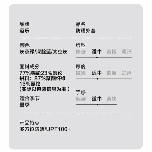 MM 山姆 Merrell男士防晒外套 灰茶绿/深靛蓝/太空灰 商品图5