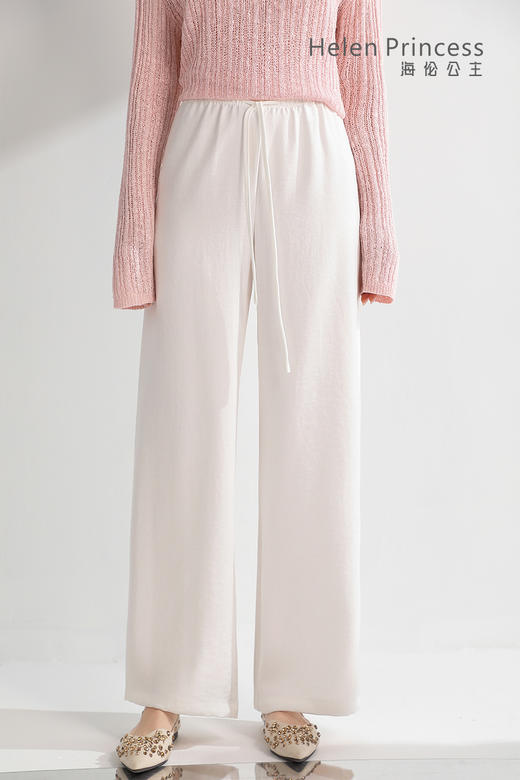 抽绳高腰垂感阔腿裤 商品图0