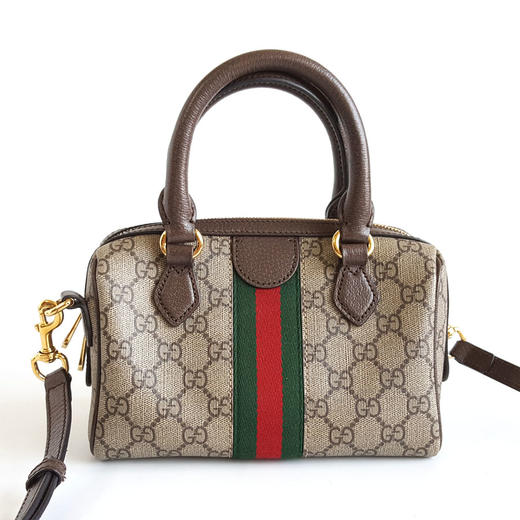 【95新】Gucci古驰Ophidia系列772053小号老花拼红绿条波士顿包单肩手提包女士310326AK13 商品图1