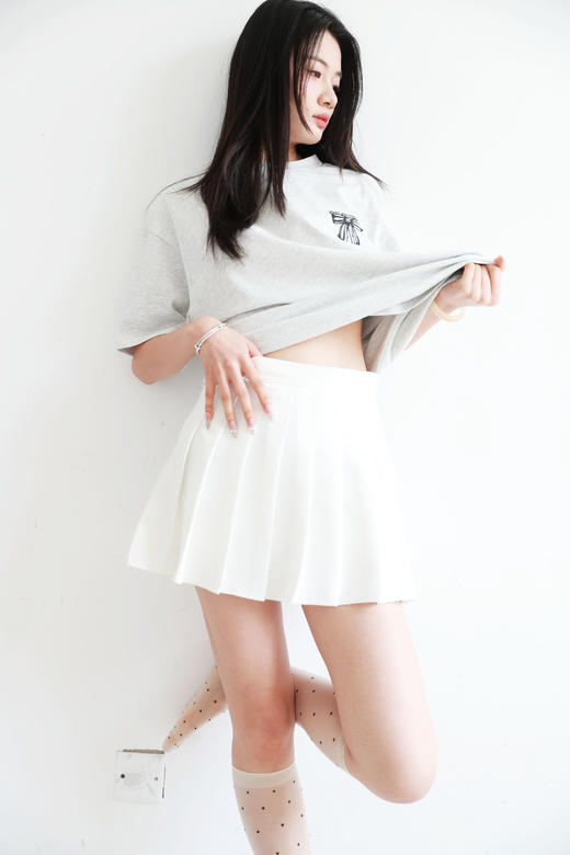 蝴蝶结印花tee，元祖灰+耀夜黑。复古宽松设计情侣圆领t恤E040660 商品图13