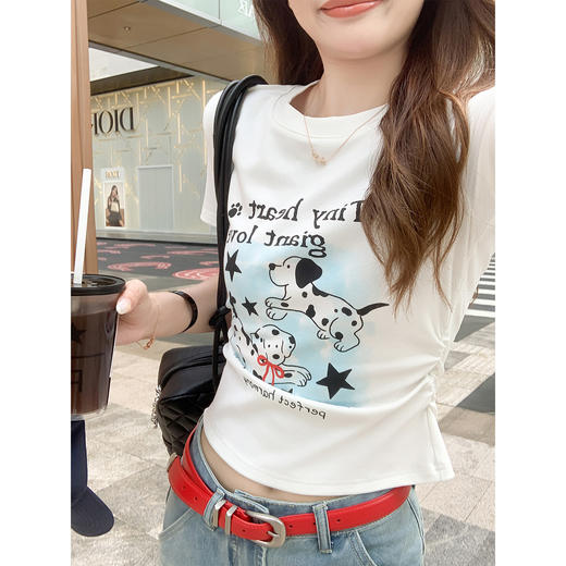 <曾小咸推荐>韩系设计感印花短款T恤上衣【预售款，预计3-15天！！】 商品图2