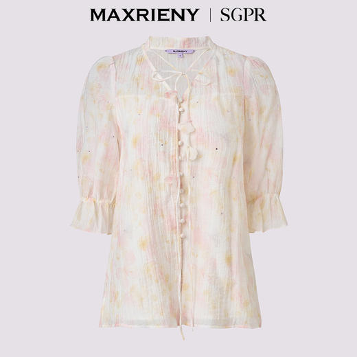 【SGPR】浪漫优雅宽松印花衬衫女25夏肌理感衬衣上衣(货号:MU86TP005) 商品图4