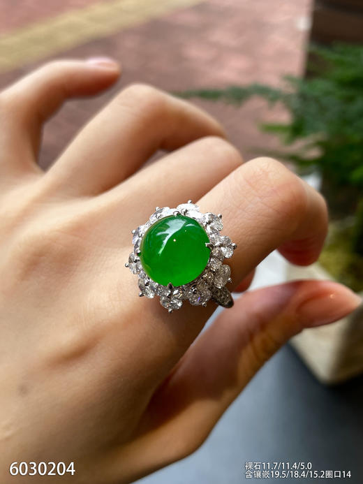 高冰种艳绿蛋面戒指【6030204】具体价格微信咨询 商品图3