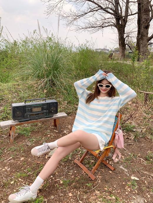 <曾小咸推荐>4.7现货秒杀 ！微信超特价！韩系蓝白条纹罩衫T恤 日常139.99 立减70 秒杀69.99！！ 商品图9