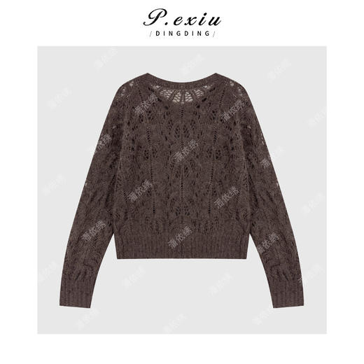 04-2潘依绣丁丁宠粉 马海毛羊毛法式复古镂空圆领长袖针织开衫 Q80316 商品图1