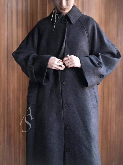 Mark Kenly Domino Tan 深灰色CARO插肩袖羊毛长外套 商品图0