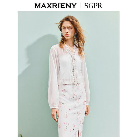 【SGPR】优雅度假风气质绣花巴厘纱上衣女25夏季新款(货号:MU86TP251) 商品图2