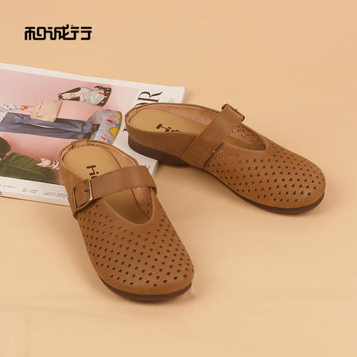 和诚行2026夏季新款法式包头半拖镂空洞洞鞋一字扣带女式拖鞋1930128 商品图4