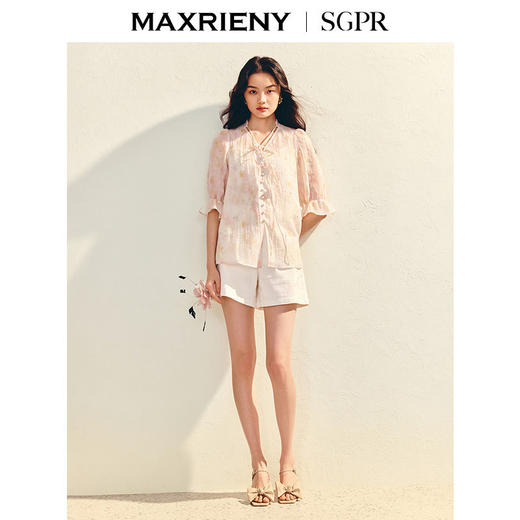 【SGPR】浪漫优雅宽松印花衬衫女25夏肌理感衬衣上衣(货号:MU86TP005) 商品图1