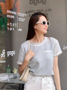 【百图 lulu定制】【香香千金上衣】轻奢 香风 花纱肌理 重工手工编织 短袖上衣