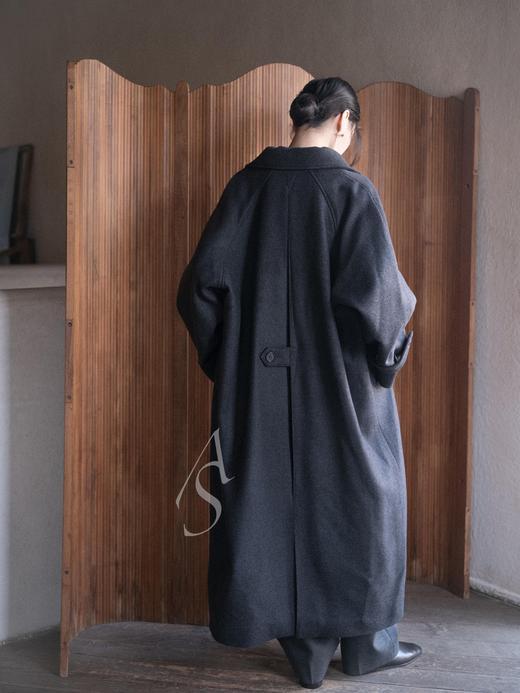 Mark Kenly Domino Tan 深灰色CARO插肩袖羊毛长外套 商品图2