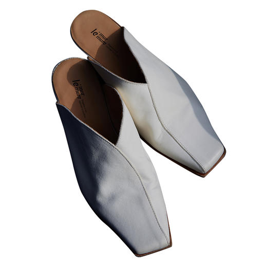 【土豆妈同款】意大利进口水洗牛皮 手工褶皱穆勒拖鞋 Le' Murmure 古董白   柔软细腻，透气舒适。手工褶皱设计增添层次感，彰显独特品味 商品图6