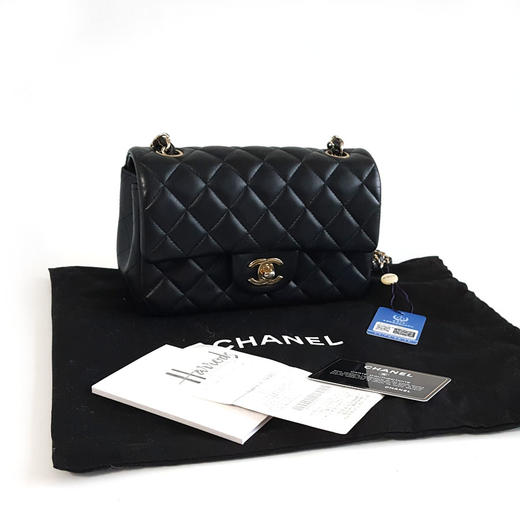 【95新】CHANEL香奈儿CF系列A69900 Y04059 94305黑金大迷你mini羊皮CF链条包单肩包女士260326NJS05 商品图1