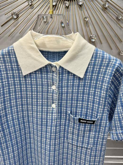 缪缪 26Ss春夏新款 格纹提花短袖Polo针织衫【七天内换货 不支持退货】 商品图2