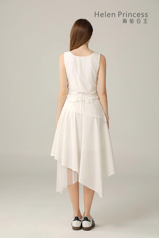 方领收腰不规则连衣裙 商品图9