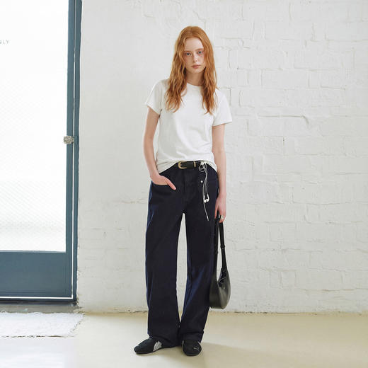 714street夏季老钱针织上衣莱赛尔美丽诺羊毛混纺修身短袖T恤女款 商品图4