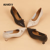 和诚行2026夏季新款气质百搭轻便蝴蝶结舒适浅口中跟单鞋0010589 商品缩略图1