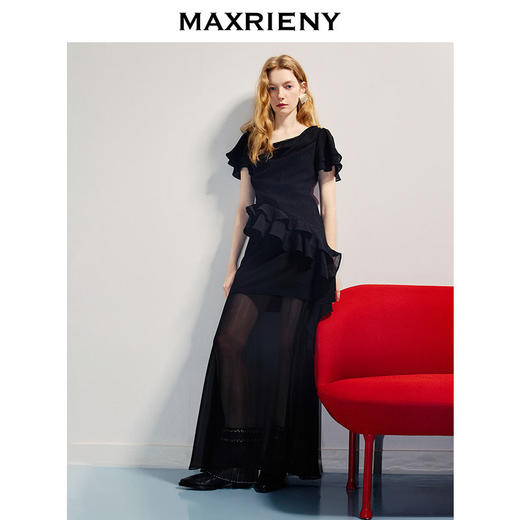 【商场同款】MAXRIENY精致浪漫针织拼接真丝鱼尾半裙桑蚕丝裙25夏(货号:MC86SK285) 商品图1