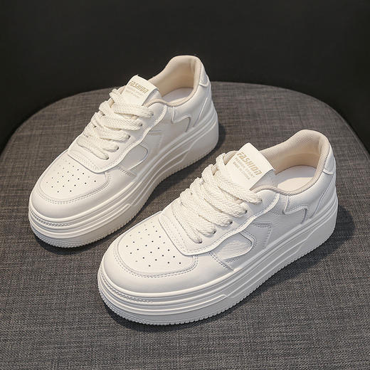 真皮小白鞋新款百搭爆款松糕厚底增高女鞋休闲运动板鞋188 商品图3