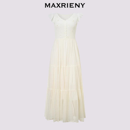 【商场同款】MAXRIENY优雅度假风收腰散摆连衣裙甜美长裙小白裙夏(货号:MC86DR026) 商品图4