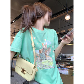 <曾小咸推荐>慵懒印花宽松圆领短袖T恤上衣【预售款，预计3-15天！！】