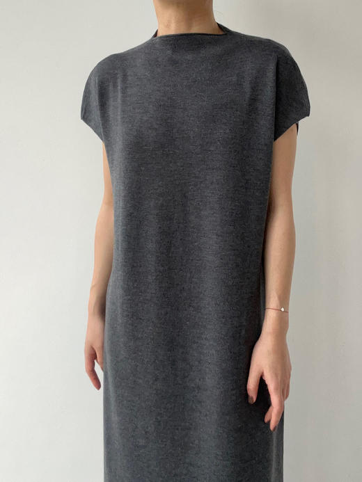 FE｜无袖金句开衩小黑裙 真丝羊毛 双侧开衩 [ 灰 / 米 ] 商品图5