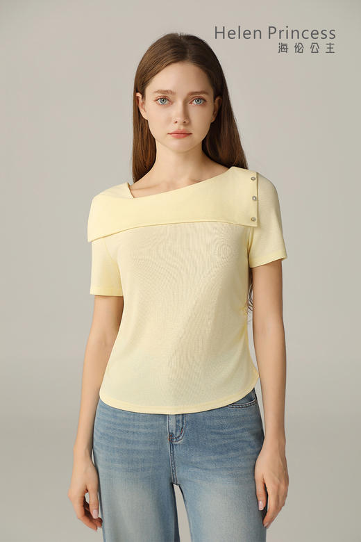 一字翻领收腰 T 恤 商品图8