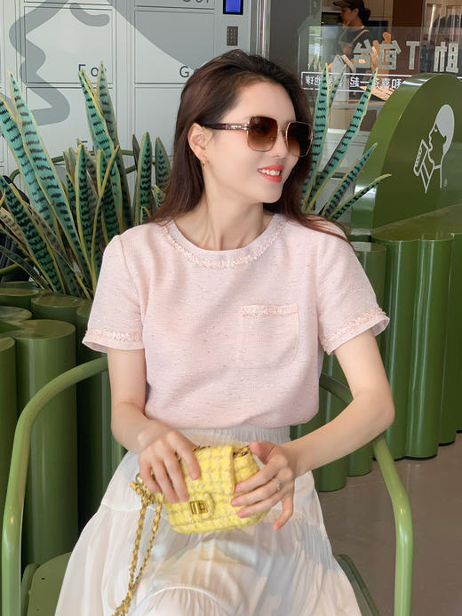 【百图 lulu定制】【香香千金上衣】轻奢 香风 花纱肌理 重工手工编织 短袖上衣 商品图7