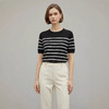 「自」全新升级【铂金会员146/天猫199/差价53】(14348)洛诗琳气质天丝圆领条纹短袖2026新款休闲百搭显瘦针织T恤 商品缩略图0