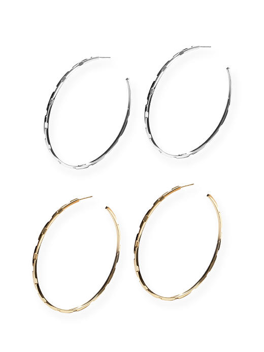 TR她热 气场全开 金色银色凹凸肌理欧美风高级百搭925银针大耳圈耳环 商品图2