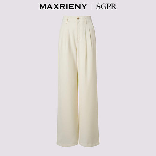 【SGPR】垂坠感收腰压褶直身休闲裤25夏通勤宽松裤子(货号:MU86TR253) 商品图4