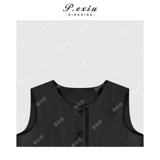 PanYiXiu/潘依绣高级光泽感门襟拼接蕾丝圆领无袖马甲 W-63806 商品图2