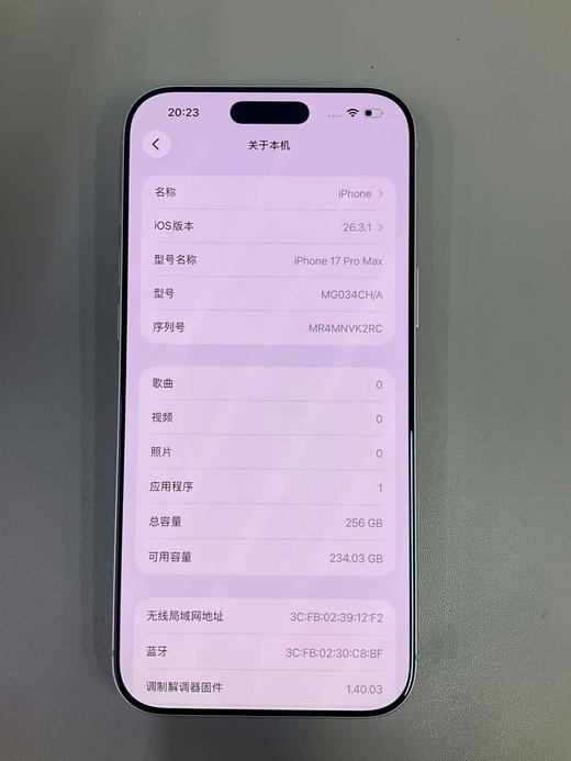 苹果17pro Max 256G 白 电池效率100 成色98新 在保334天 9100 商品图1