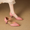【预售7天】罗马风尖头包头凉鞋法式优雅镂空透气包头细跟时装凉鞋女气质通勤尖头一字带中空单鞋ASN&3021 商品缩略图1