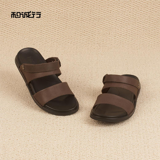 和诚行2026夏季新款真皮透气休闲两用软底外穿男式凉鞋0551295 商品图4