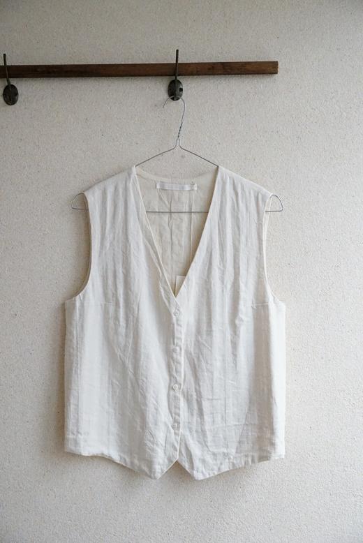 elsa esturgie 棉麻混纺V领无袖马甲(全衬里) 商品图1