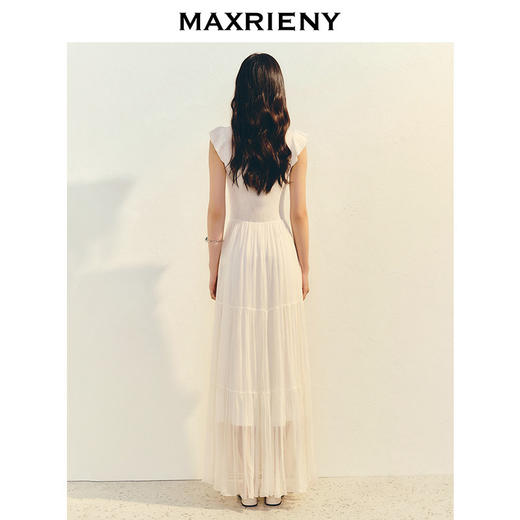 【商场同款】MAXRIENY优雅度假风收腰散摆连衣裙甜美长裙小白裙夏(货号:MC86DR026) 商品图3