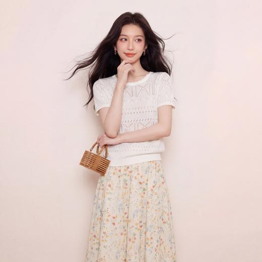 奢姿大码女装2026夏季减龄镂空设计圆领针织衫胖妹妹百搭时尚上衣9862692293 商品图3