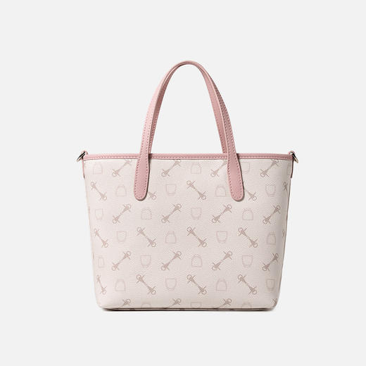 WHY桃桃粉满印钥匙盾牌纹手提托特包 大容量通勤女包 轻奢甜美风 编织流苏装饰 日常/逛街/约会百搭YAP1171002Z 商品图4