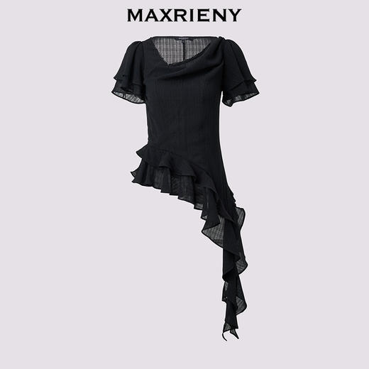 【商场同款】MAXRIENY精致日常感荡领不对称下摆修身上衣25夏款(货号:MC86TP268) 商品图4