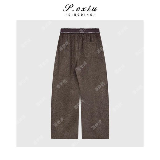 04-2潘依绣丁丁宠粉 羊毛松弛垂感磨绒加厚撞色松紧腰休闲裤 WH00510 商品图1
