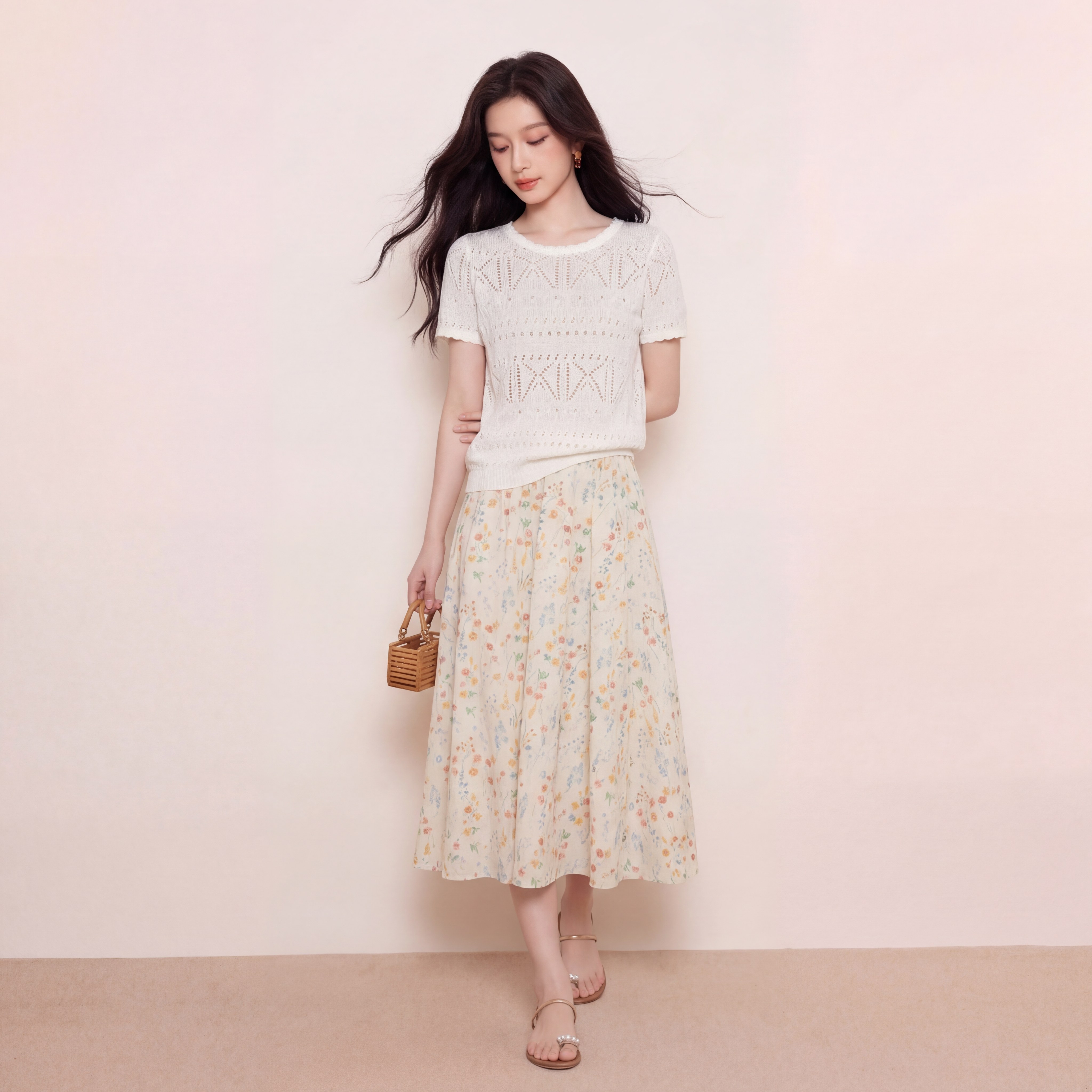 奢姿大码女装2026夏季减龄碎花半身裙胖妹妹松紧腰甜美时尚裙子9962492294