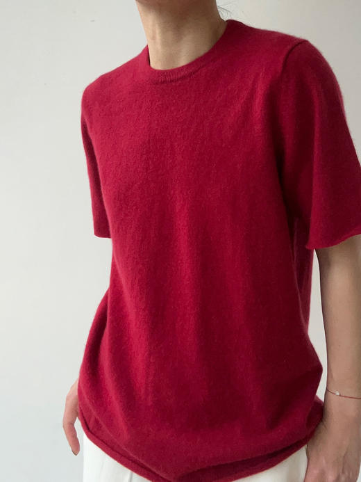 FE｜针织短袖T恤 羊绒 [ 高光红 / 底气红 / 空气蓝 ] 商品图5