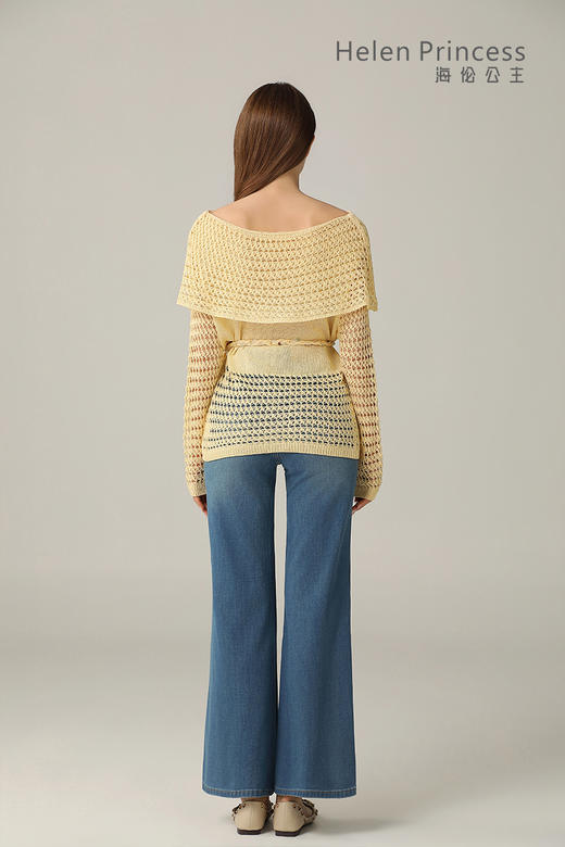 一字肩镂空钩花上衣 商品图3